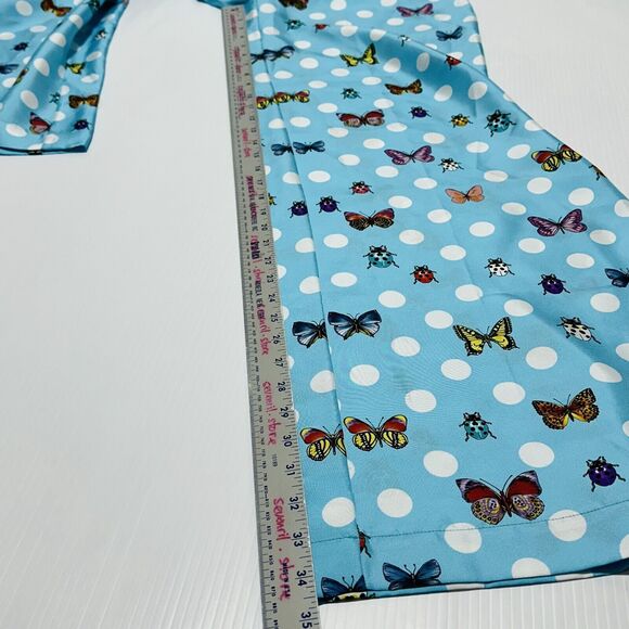 Versace Pants IT 40 US 4 Blue Butterflies Polka Dot Silk Wide-Leg NWT $1,825 - Picture 11 of 16